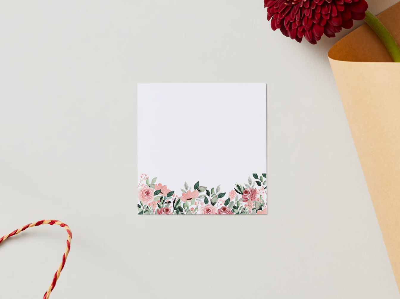 Pink Floral Sticky Note