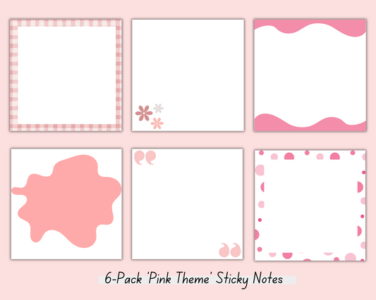 6 Pack Pink Sticky Notes